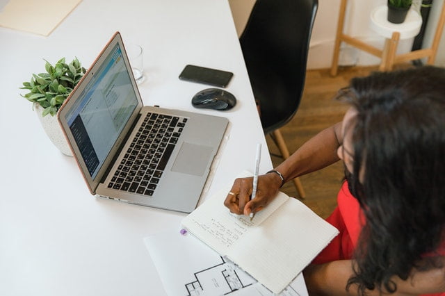 Woman Writing a Business Plan for Next Year